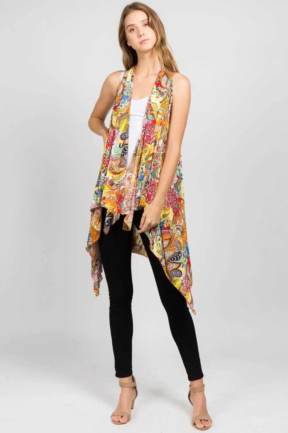 SN-127 colorful paisley stretchy vest