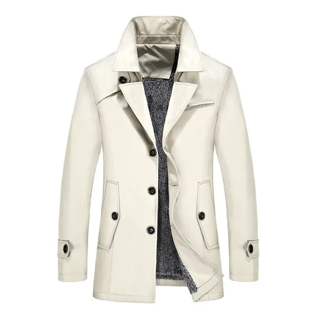 Solid Color Plus Size Men Trench Coat