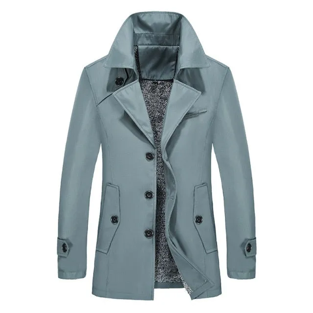 Solid Color Plus Size Men Trench Coat