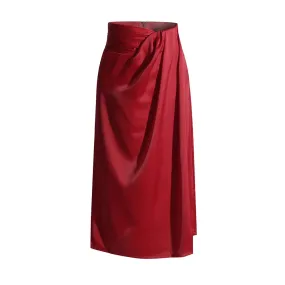 Solid Minimalist Spliced Fold Skirts For Women High Waist Patchwork Zipper Temperament Skirt Female Fashion Style