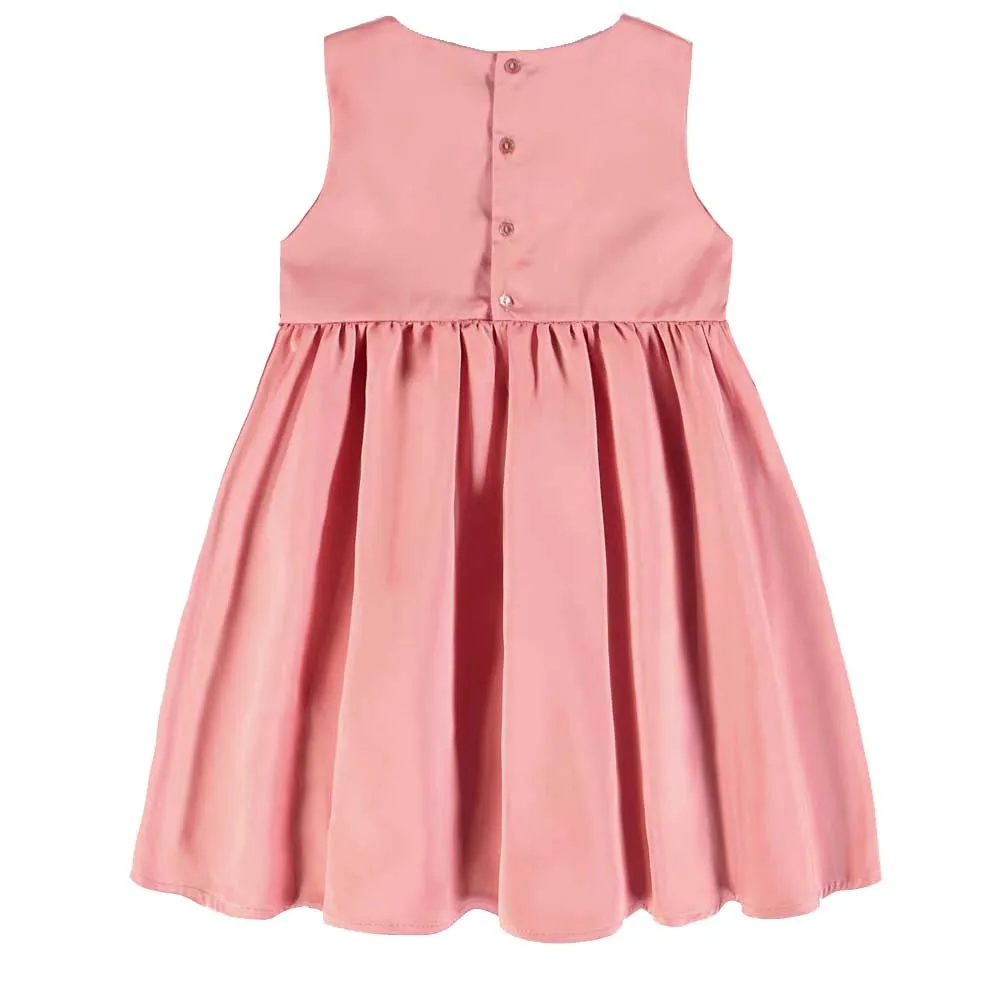 Souris Mini Girls Taffeta Dress - Coral Pink