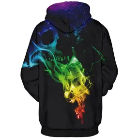 streetwear hoodie 3D Printing Colorful Skull Smoke Casual Fashion Hooded Sweater