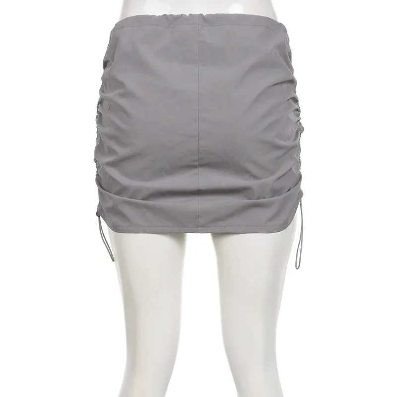 Streetwear Trashy y2k Gorpcore Low Rise Summer Skirt Female Drawstring Techwear Cargo Short Skirts Bodycon Hot Bottom