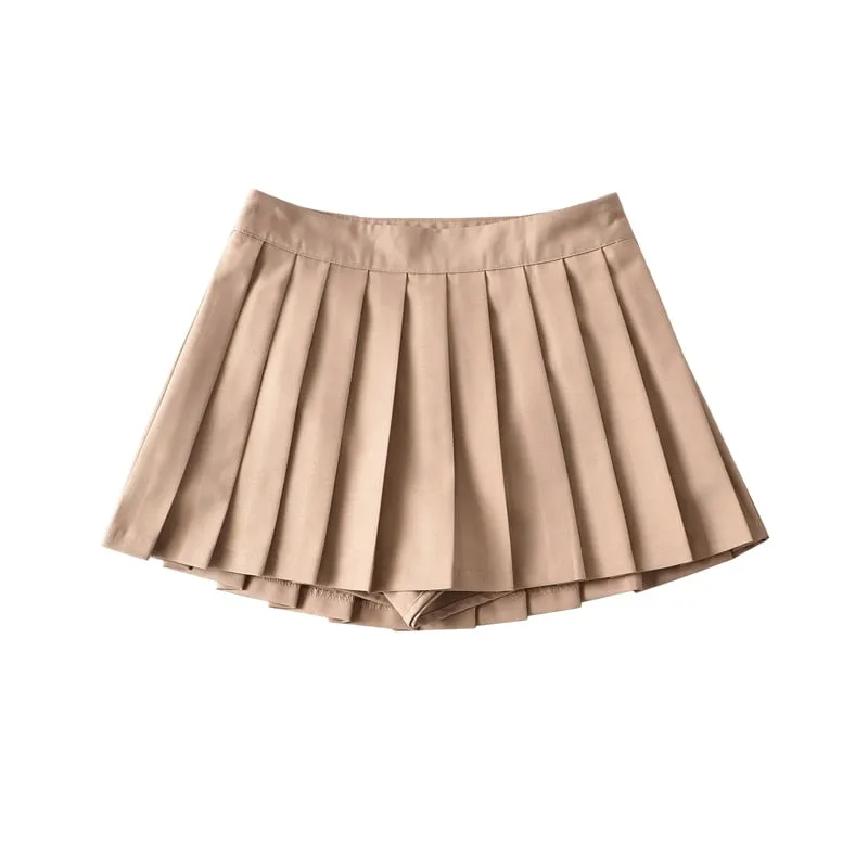 Summer High Waist Skirts Womens Sexy Mini Skirts Vintage Pleated Skirt Korean Tennis Skirts Short White Black