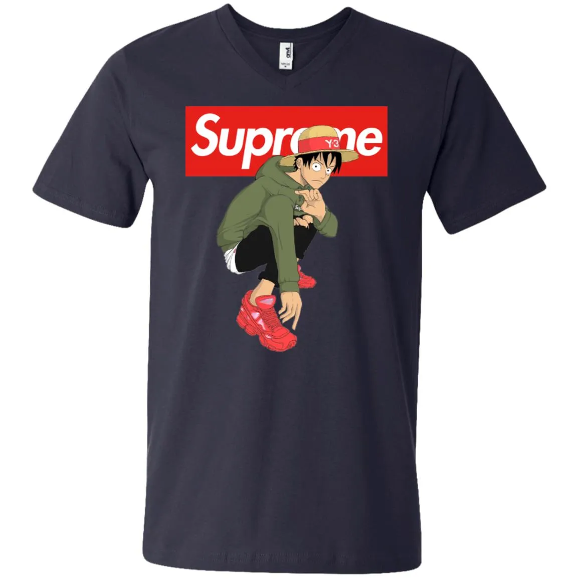 Supreme One Piece Y3 T-shirt Men V-Neck T-Shirt