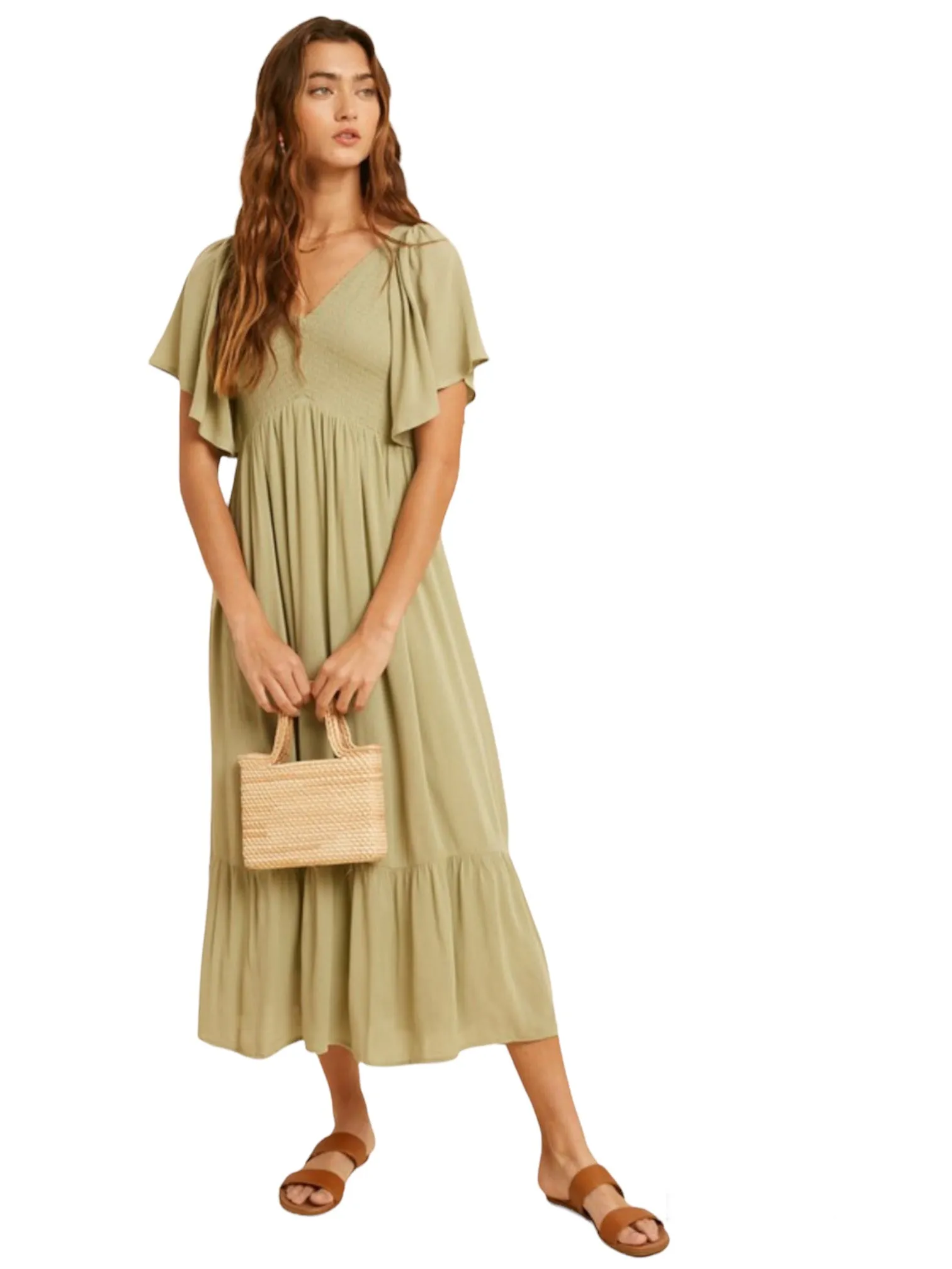 Tea Green Spring Maxi Sleeveless Dress