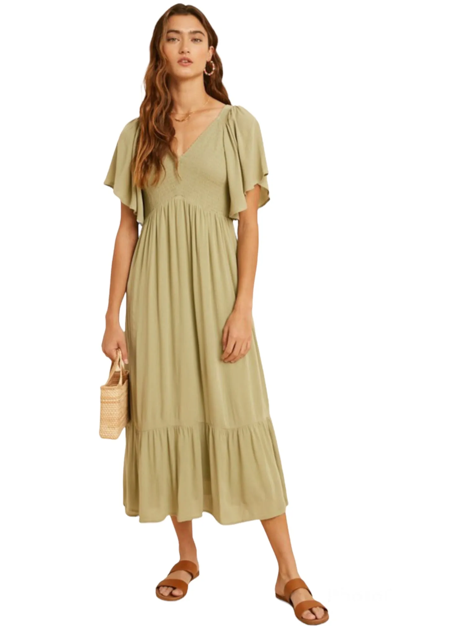 Tea Green Spring Maxi Sleeveless Dress