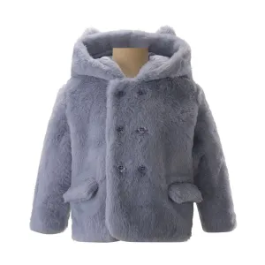 Teddy Faux Fur Coat, Blue