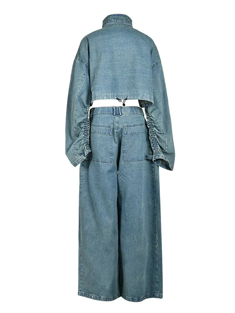 TEEK - Drawstring Denim Pocketed Pieces