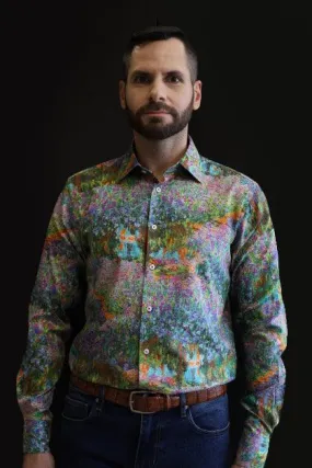 THE ARTIST'S GARDEN AT GIVERNY BY CLAUDE MONET PRINTED SHIRT