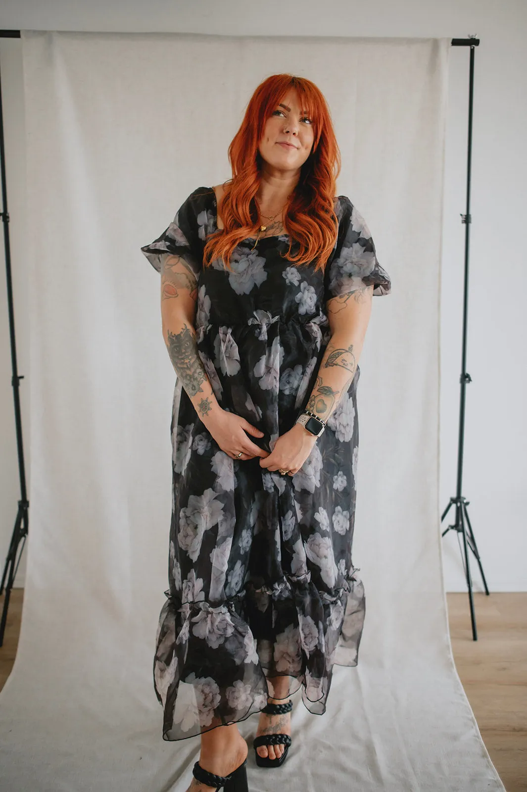 The Belladonna Dark Floral Maxi Dress - PLUS