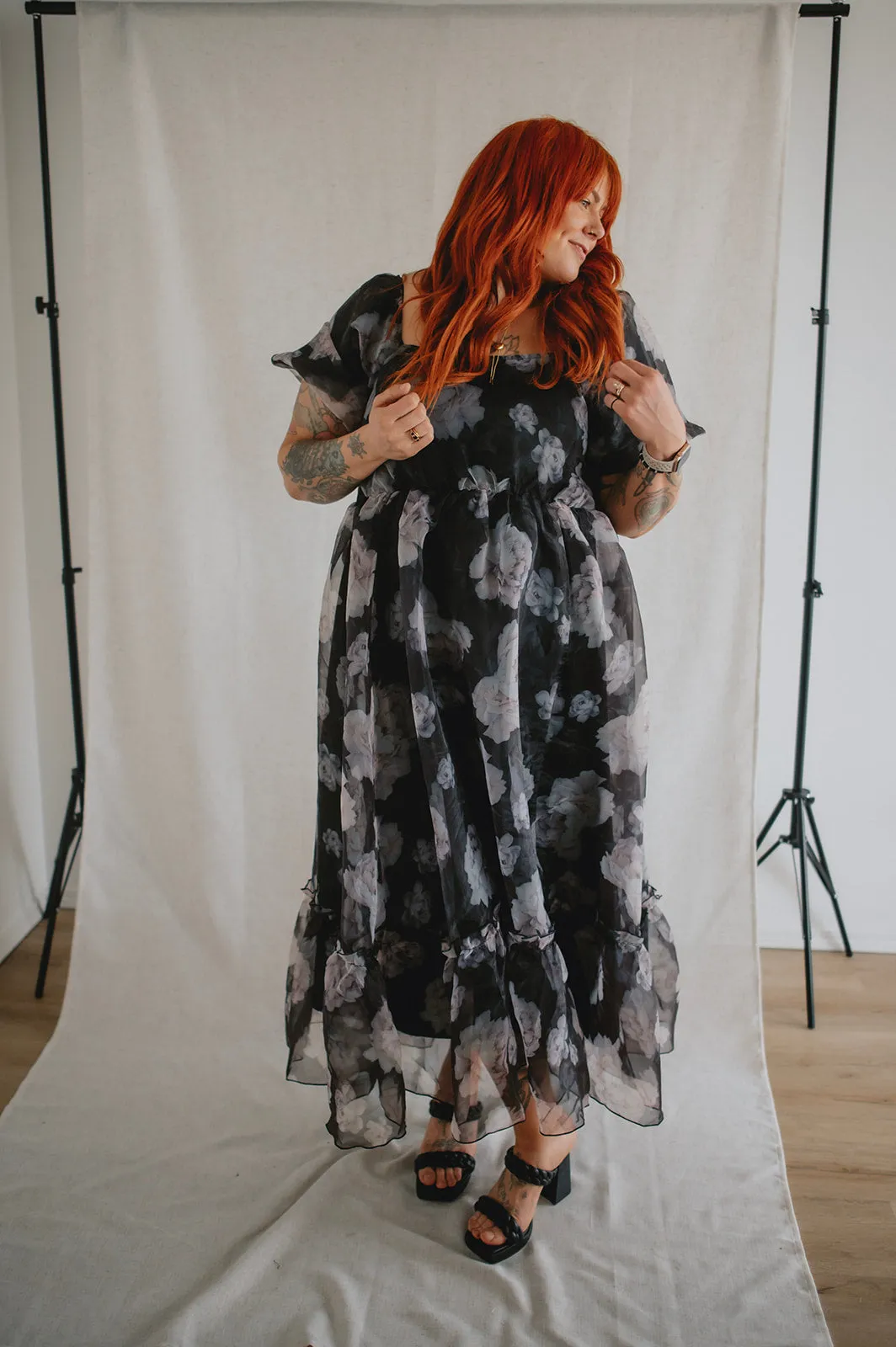 The Belladonna Dark Floral Maxi Dress - PLUS