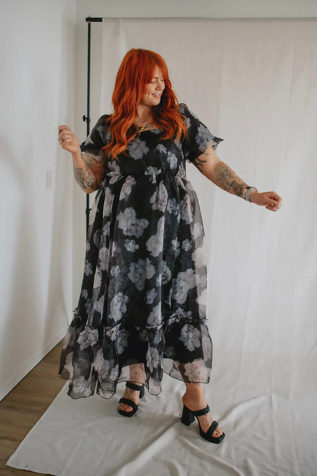 The Belladonna Dark Floral Maxi Dress - PLUS