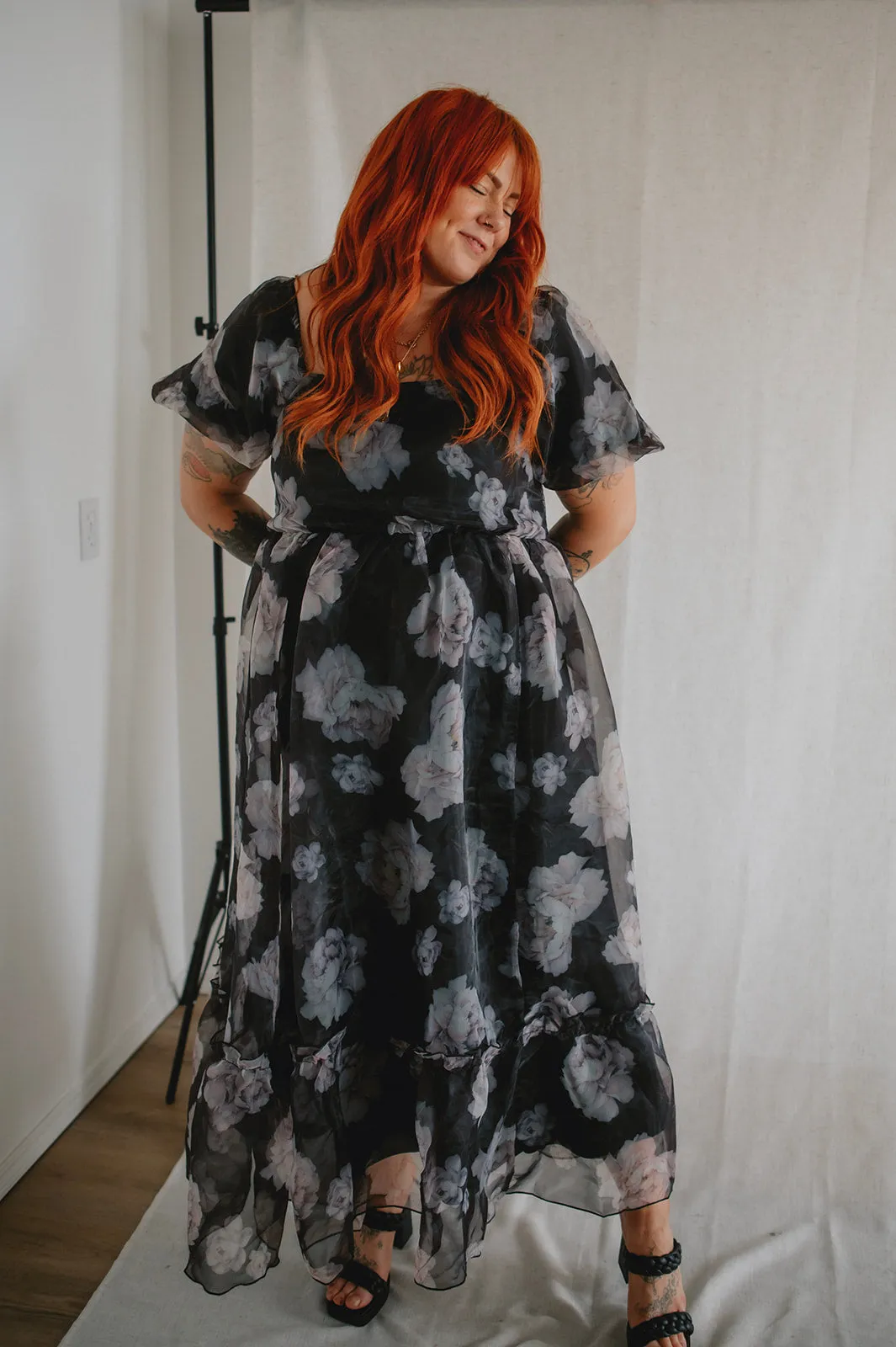 The Belladonna Dark Floral Maxi Dress - PLUS