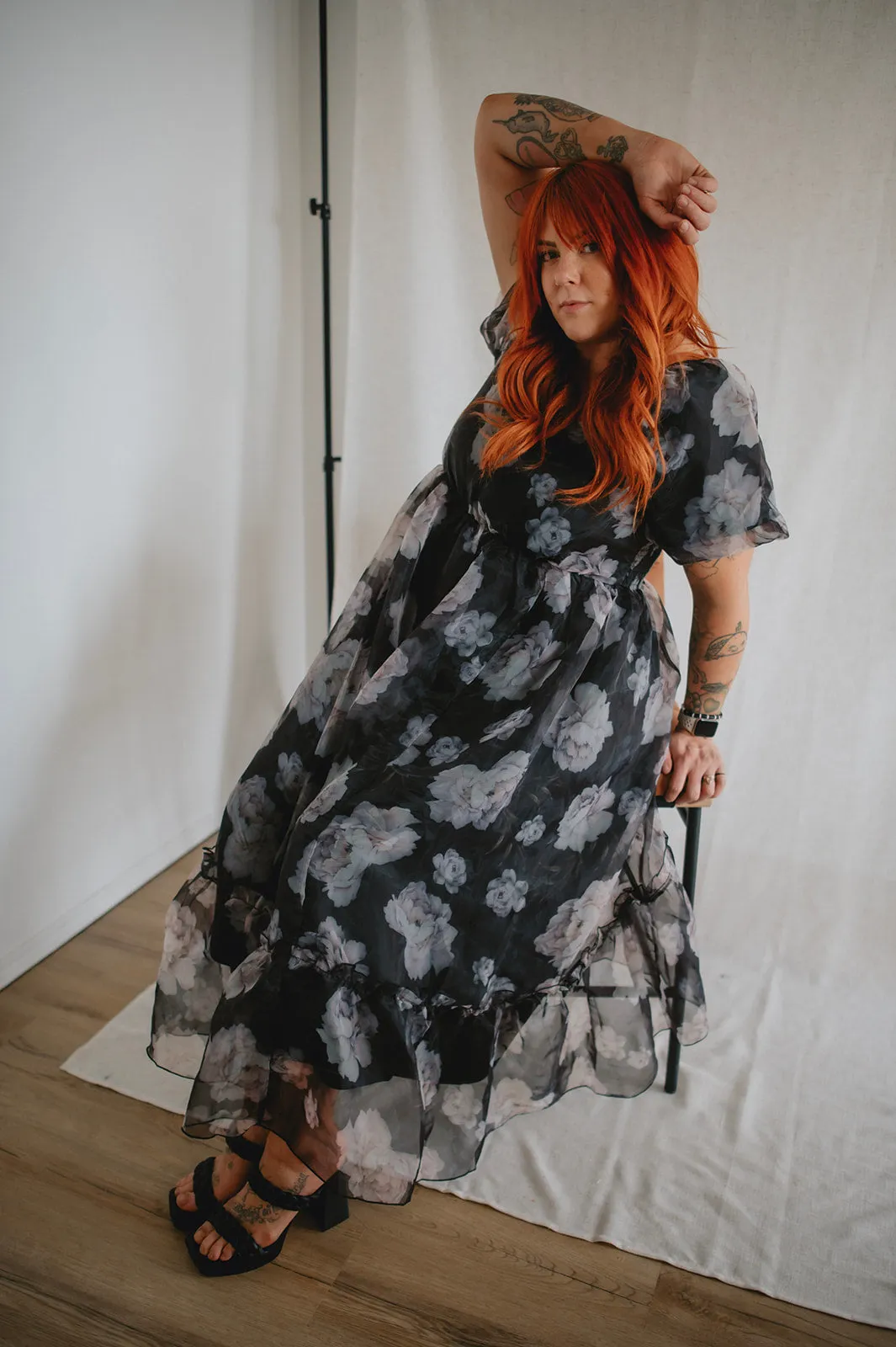 The Belladonna Dark Floral Maxi Dress - PLUS