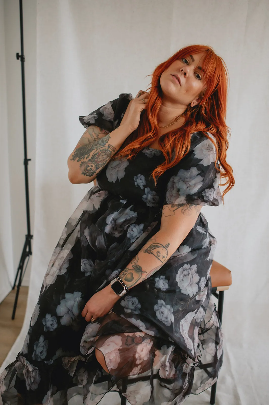 The Belladonna Dark Floral Maxi Dress - PLUS