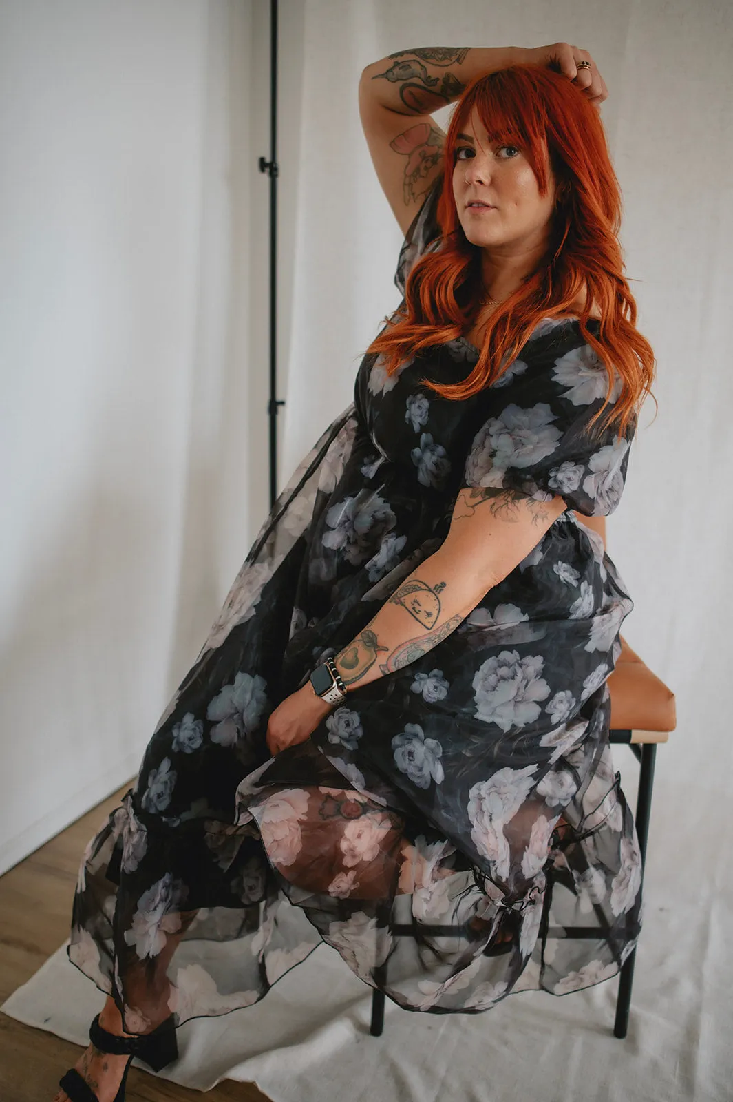 The Belladonna Dark Floral Maxi Dress - PLUS