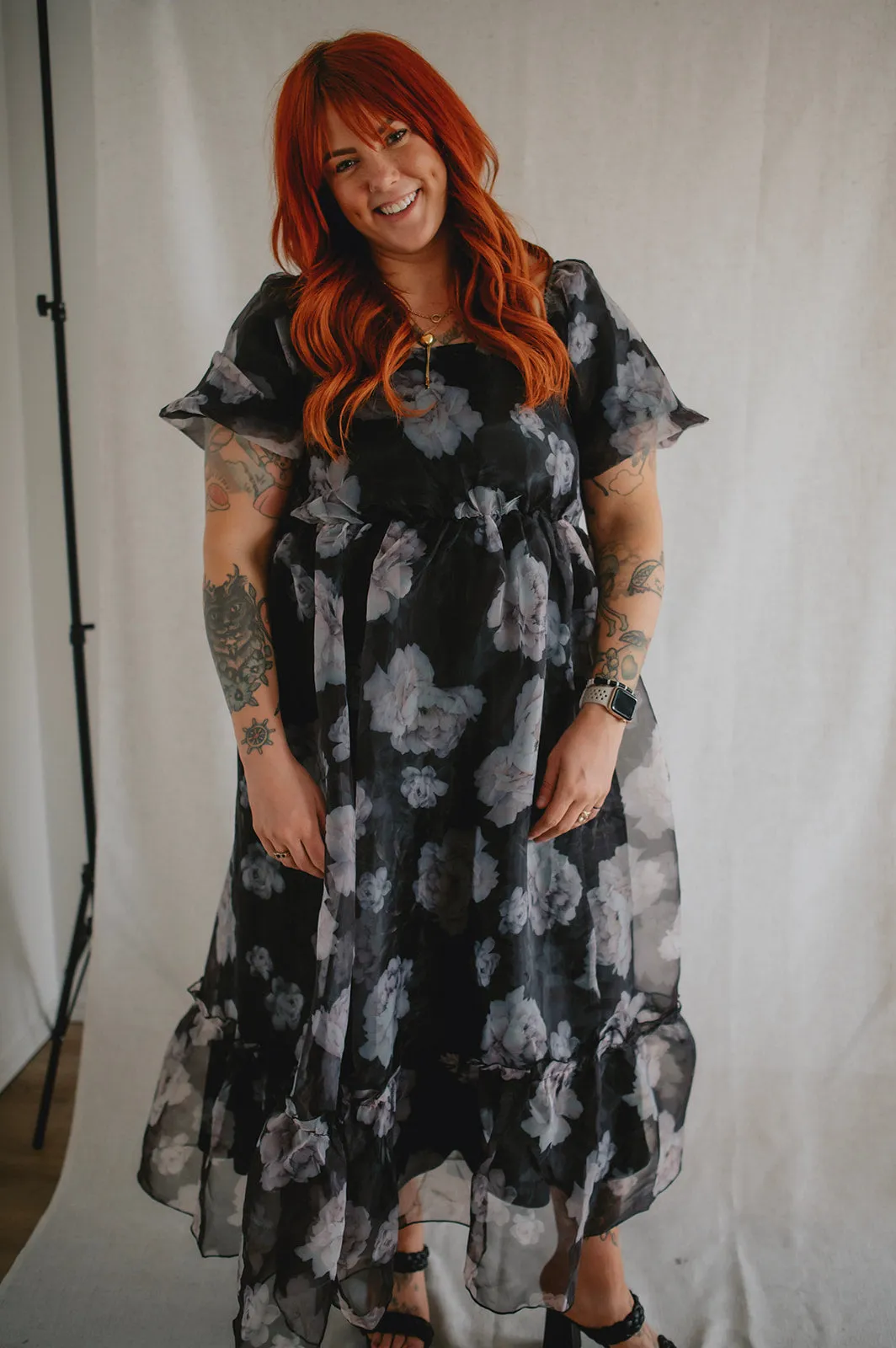 The Belladonna Dark Floral Maxi Dress - PLUS