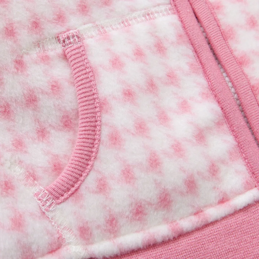 Toddler Girl's Houndstooth Pink Fleece Zip-Up Jacket