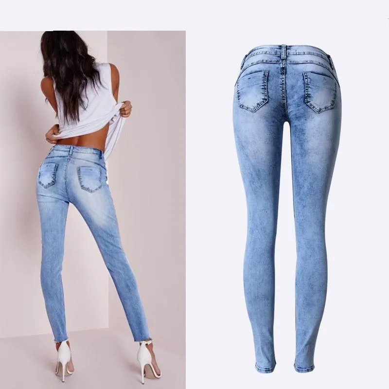 Trendy Rigid Low Waist Pencil Denim Jeans