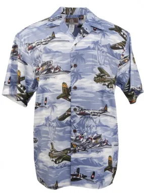 US Bombers Mens Aircraft Military Shirt in Blue