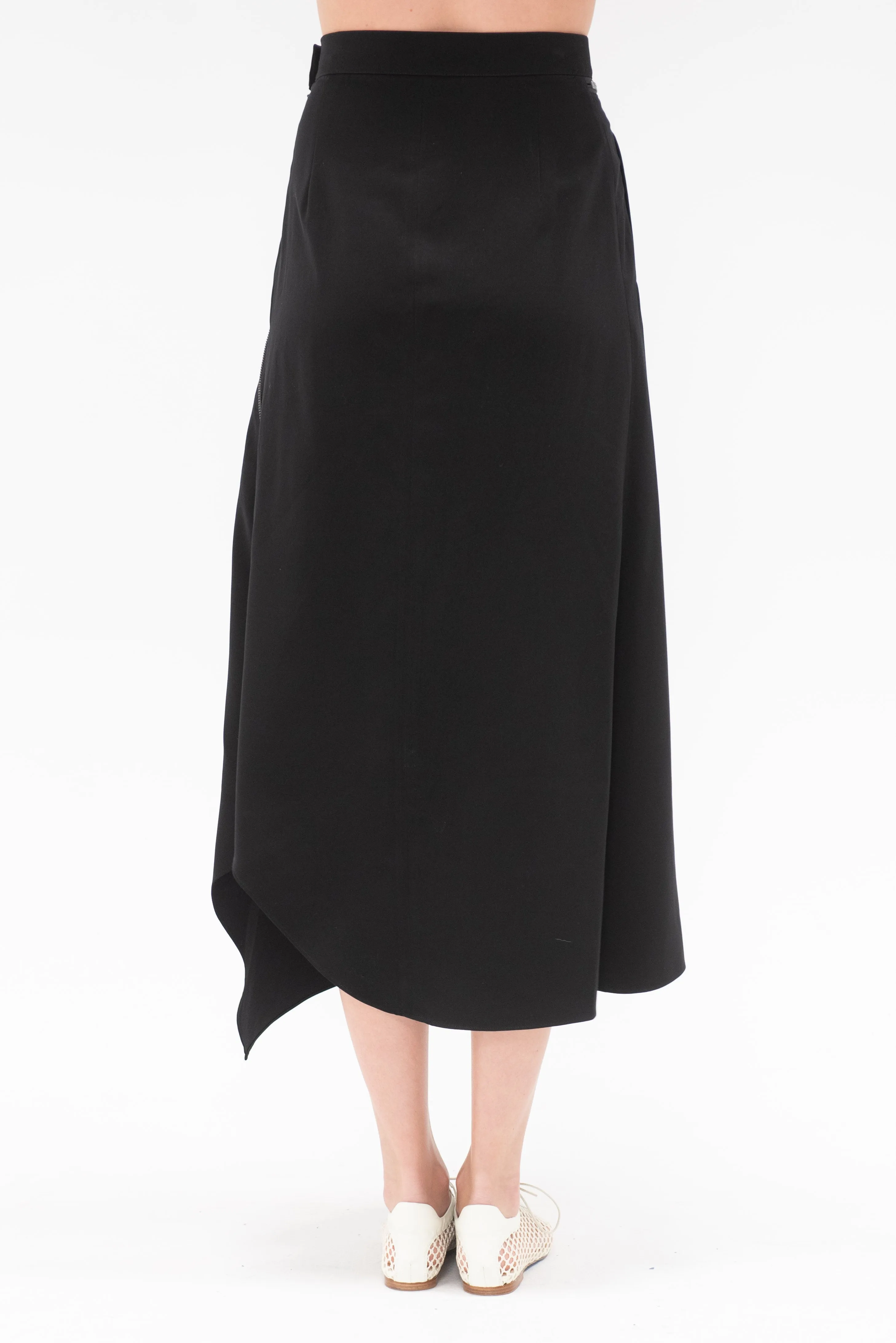 Valma Asymmetry Zip Skirt, Black