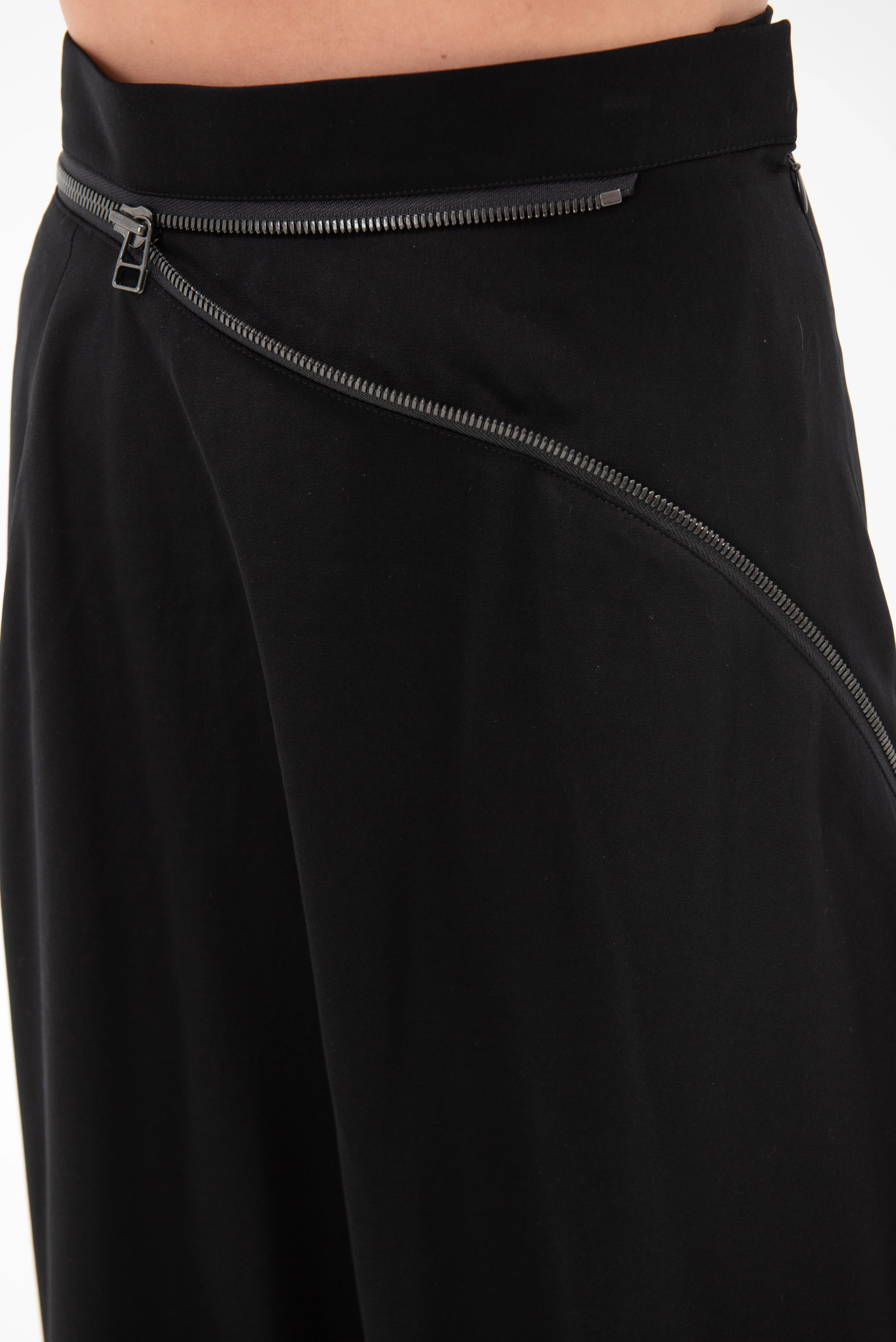 Valma Asymmetry Zip Skirt, Black