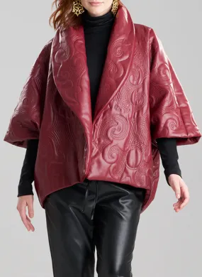 Vegan Luxe Lambskin Brick Padded Shawl Collar Jacket