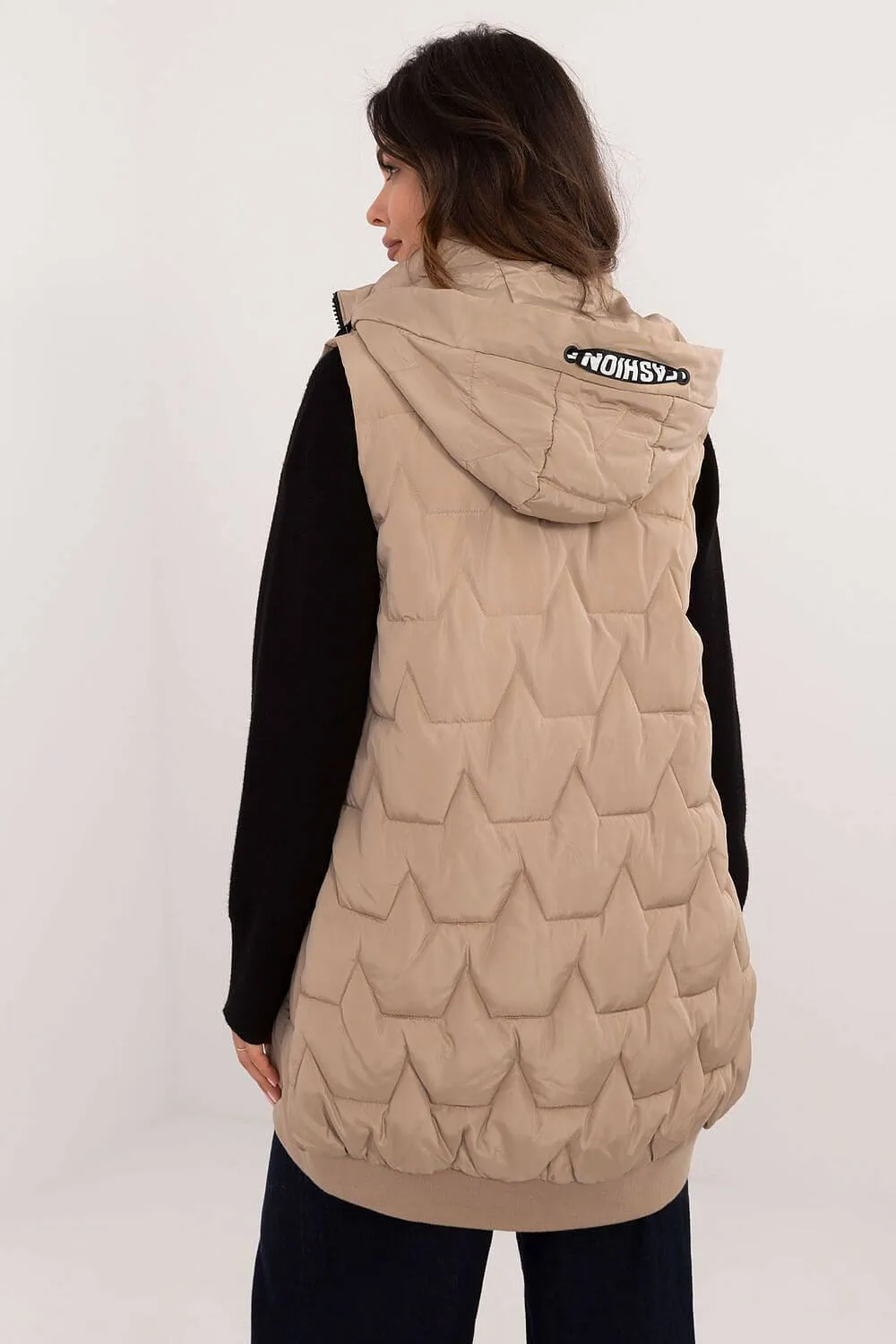 Versatile Warmth: Quilted Knee-Length Vest with Detachable Hood