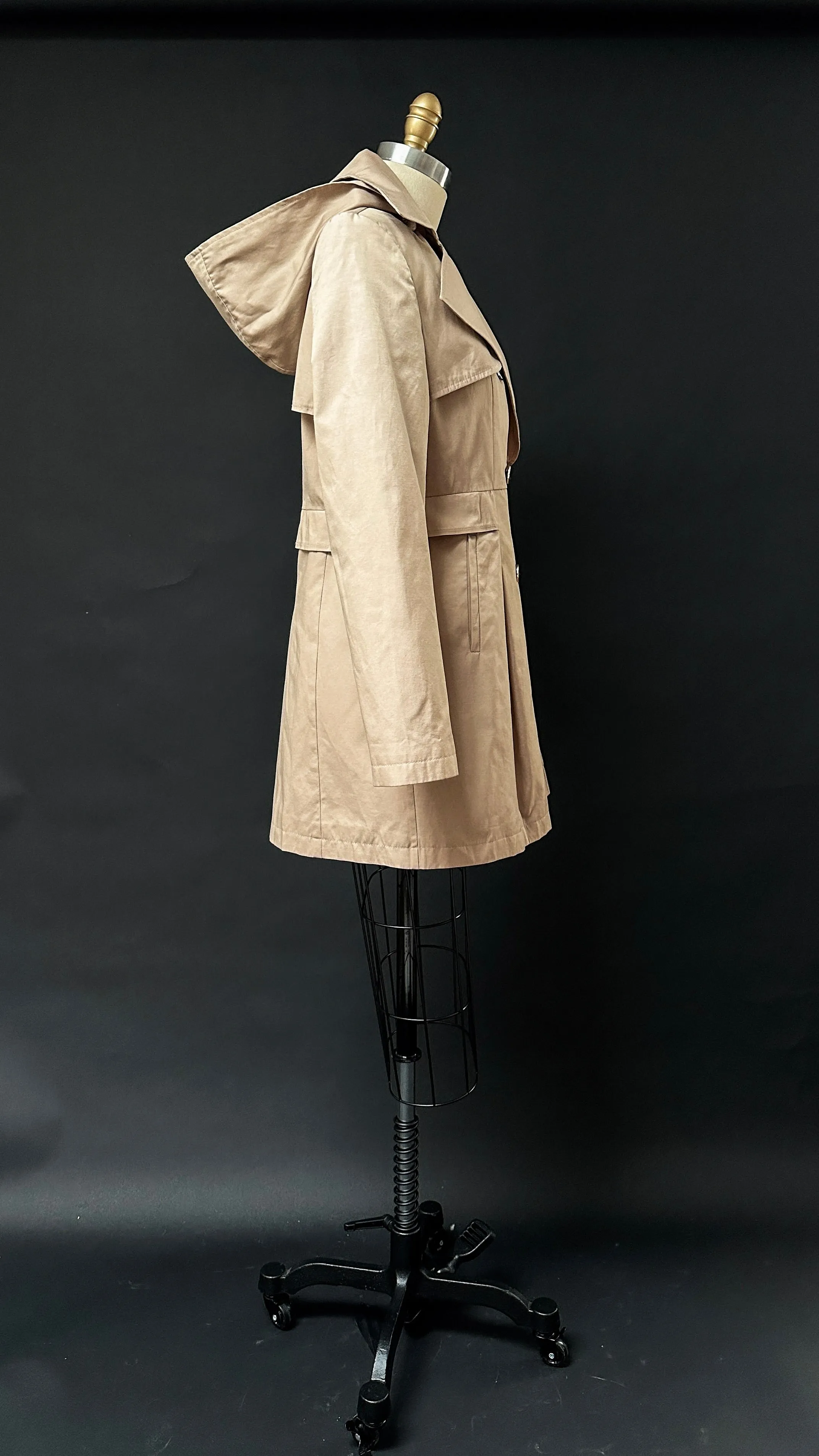 Via Spiga Khaki Brown Hooded Skirted Water Resistant Trench Coat (S)