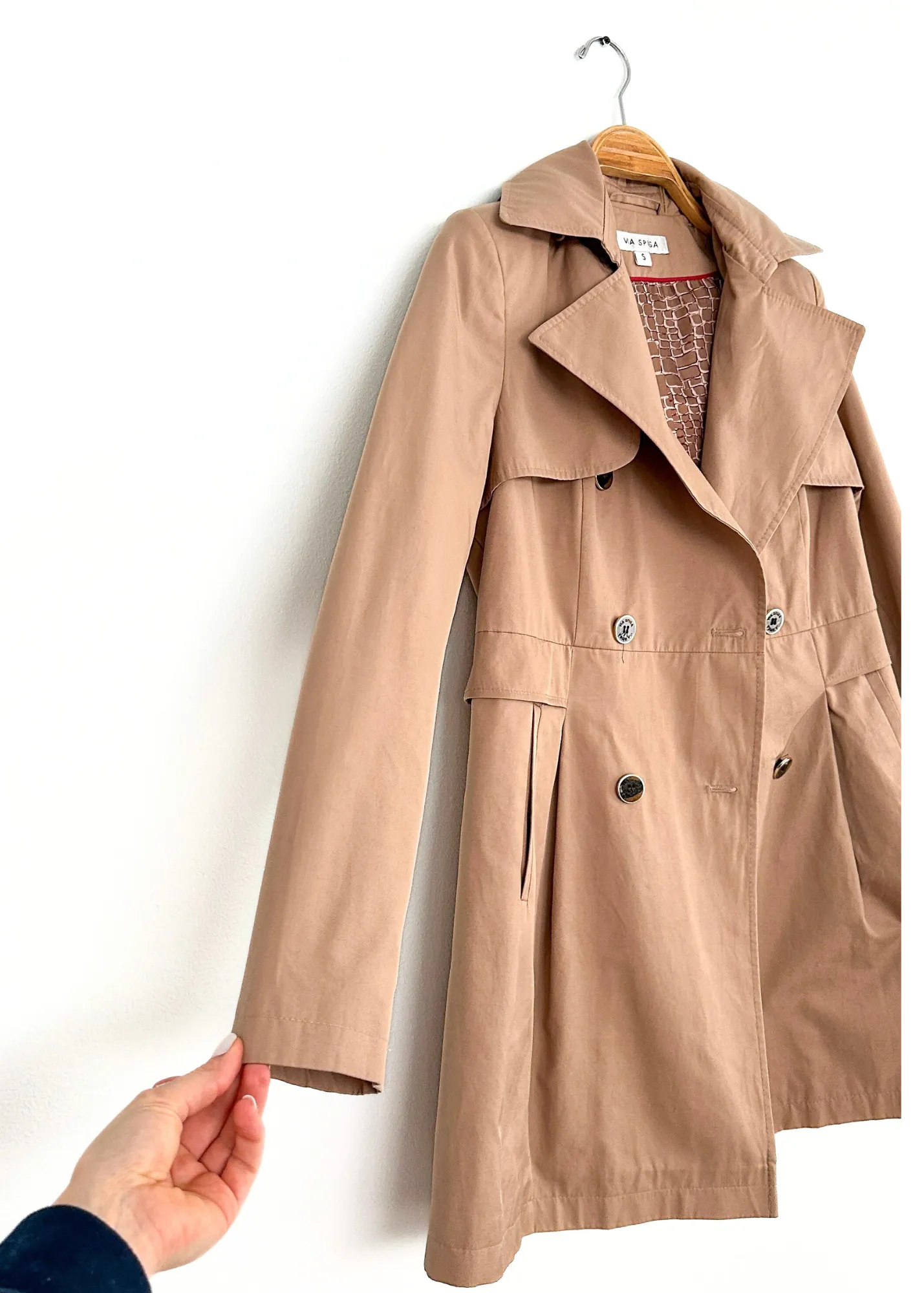 Via Spiga Khaki Brown Hooded Skirted Water Resistant Trench Coat (S)