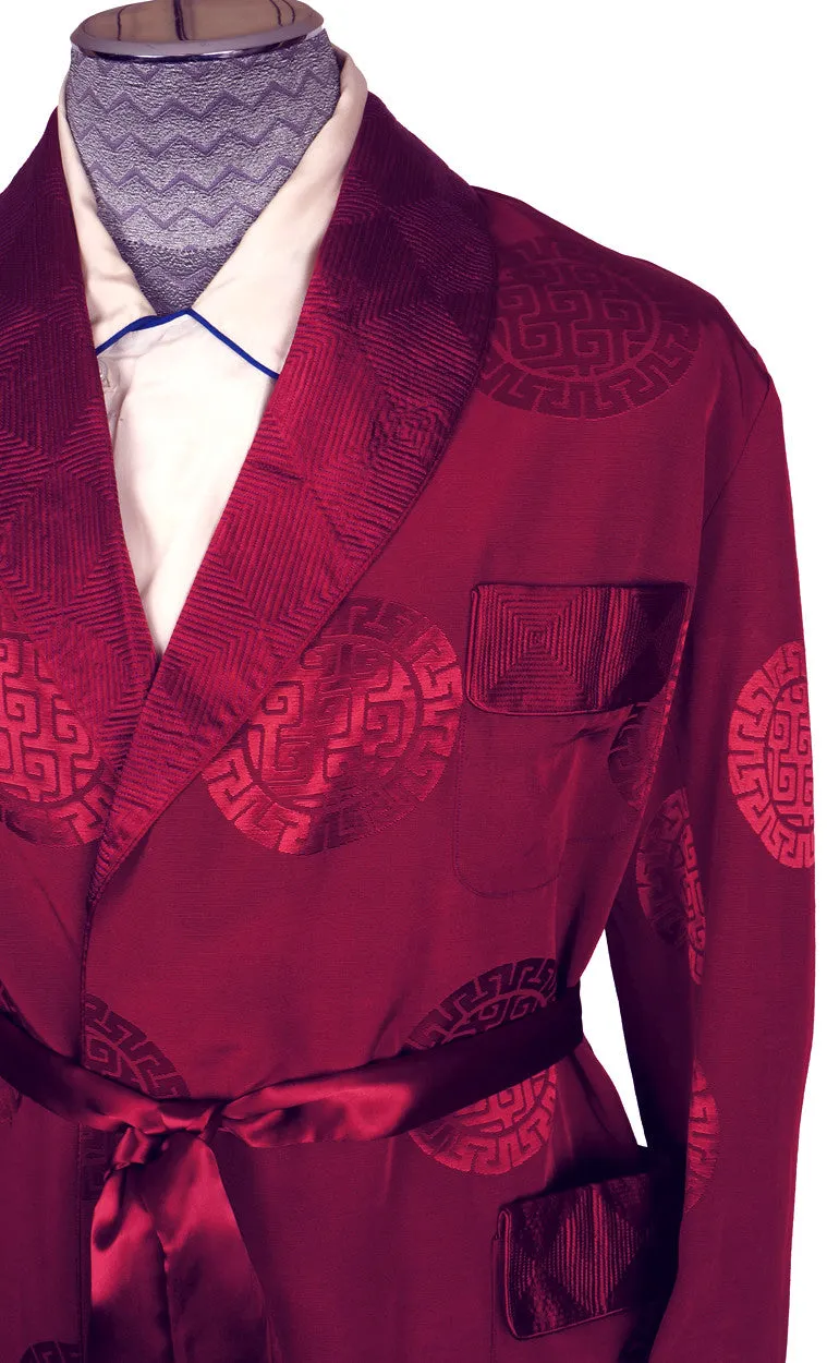 Vintage 50s Smoking Jacket with Chinese Medallion Pattern Mens Size M / L 46