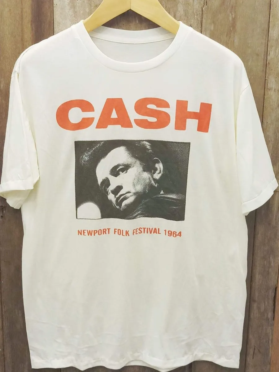 Vintage Johnny Cash Newport Folk Festival 1964 T-Shirt with 30-Day Satisfaction Guarantee