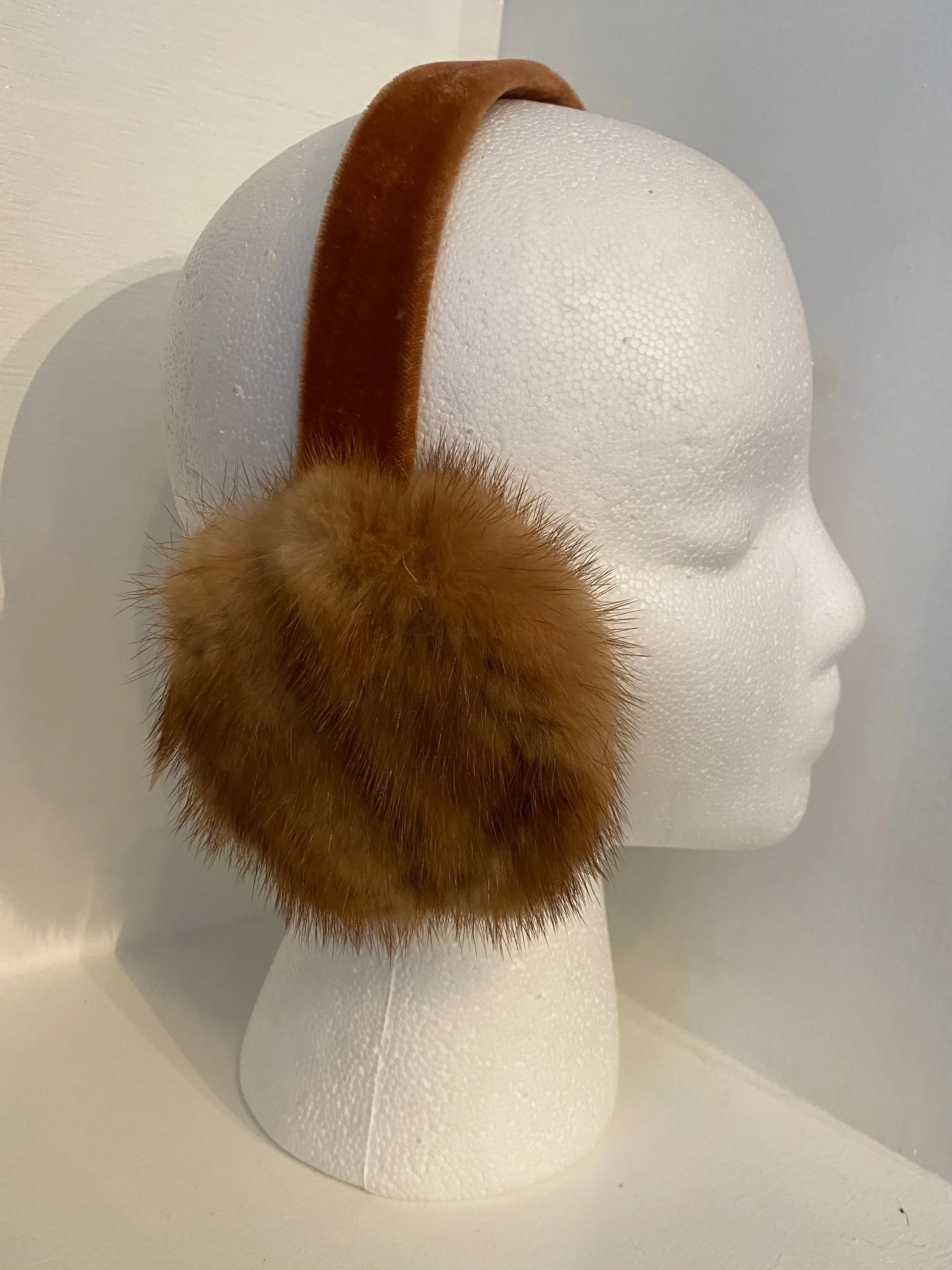 Whisky Mink Earmuffs with Velvet Band