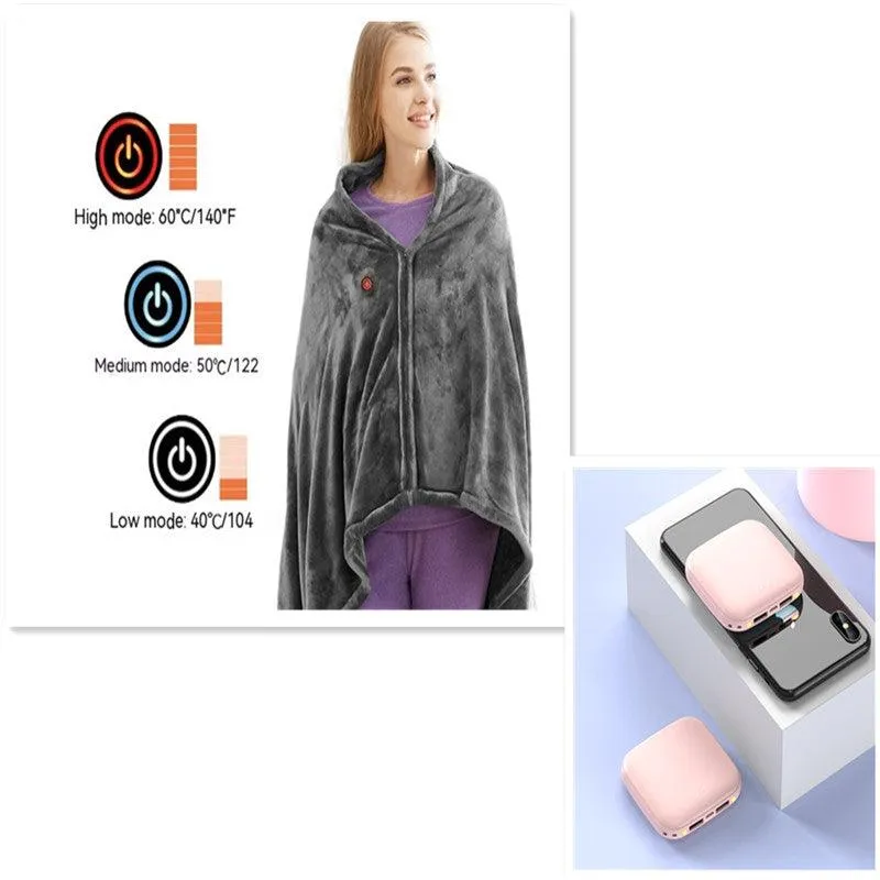 Winter Flannel Heated Blanket Cold Protection Body Warmer Usb Heated Warm Shawl Electric Heated Plush Blanket