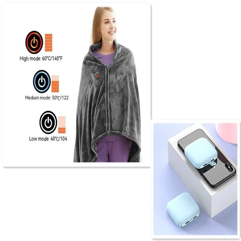 Winter Flannel Heated Blanket Cold Protection Body Warmer Usb Heated Warm Shawl Electric Heated Plush Blanket