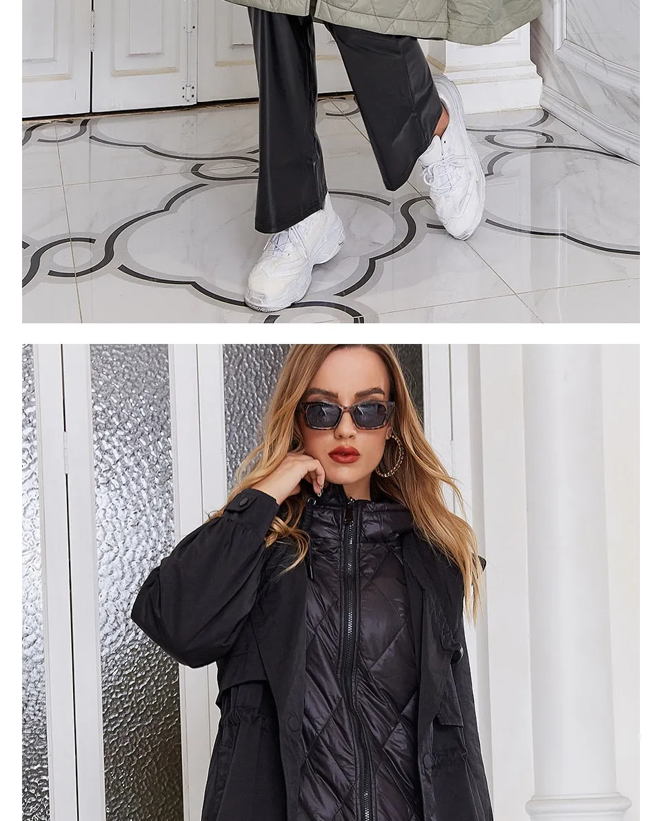 Wjczt down jacket female winter long Trench Coat Thicken Cotton Parka Fashion classic Oversize Fashion women coat ZR-7534