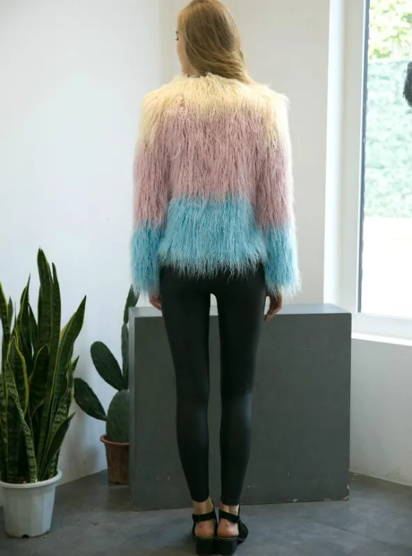 Women Fur Like Coat With Long Sleeves Short Coat