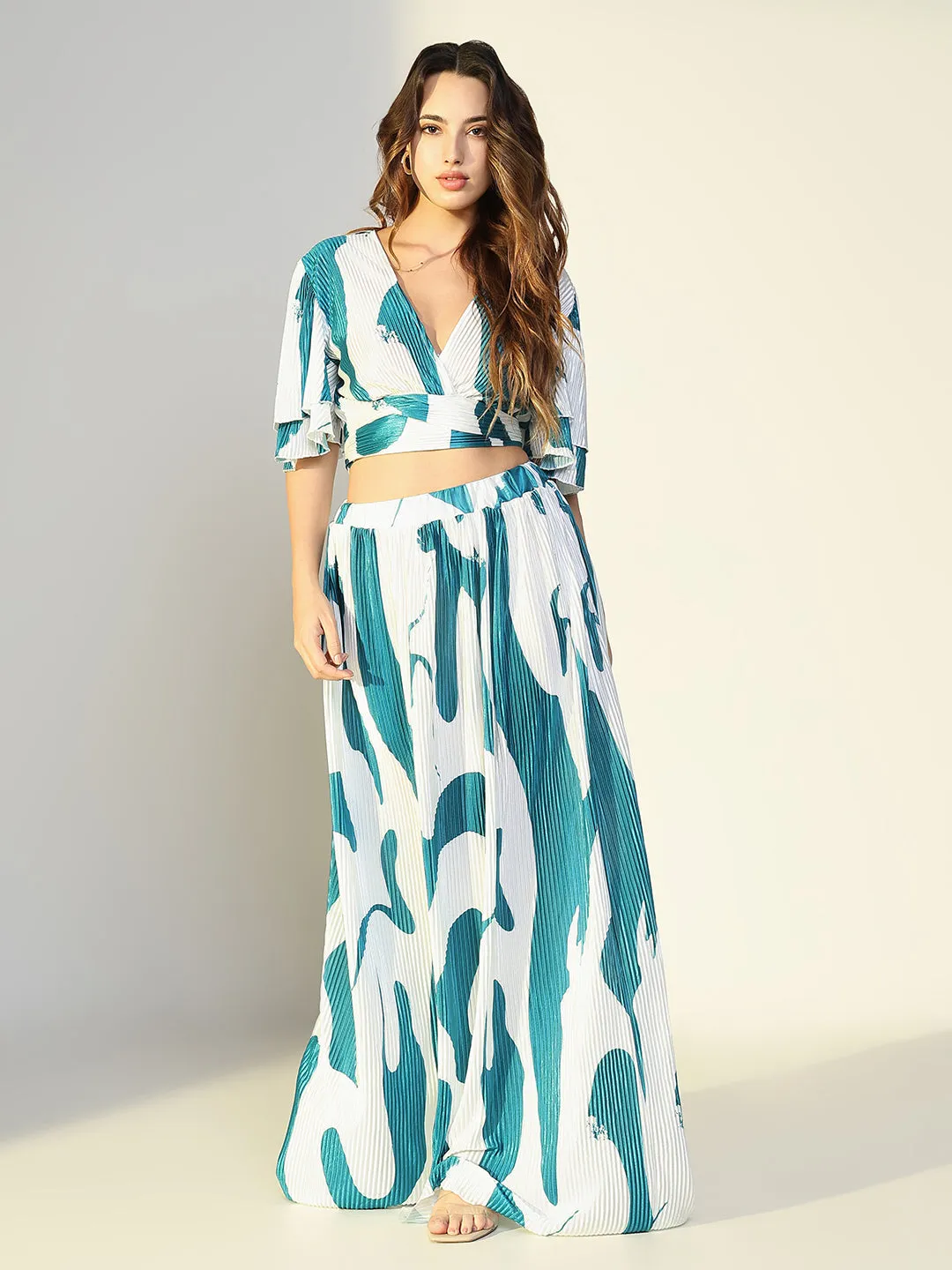 Women Teal Printed Co Ords Set