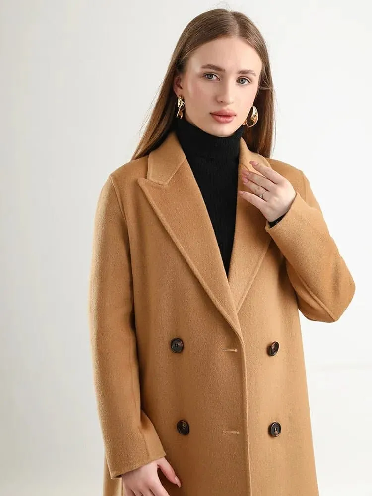 Women's 100% Wool Belted Overcoat - Fashionable and Warm, S/M/L Sizes - 5 Colors - Winter Outerwear