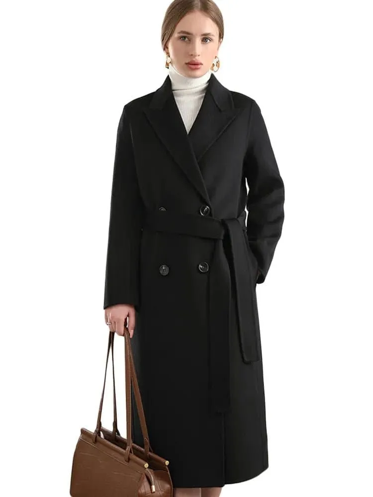 Women's 100% Wool Belted Overcoat - Fashionable and Warm, S/M/L Sizes - 5 Colors - Winter Outerwear