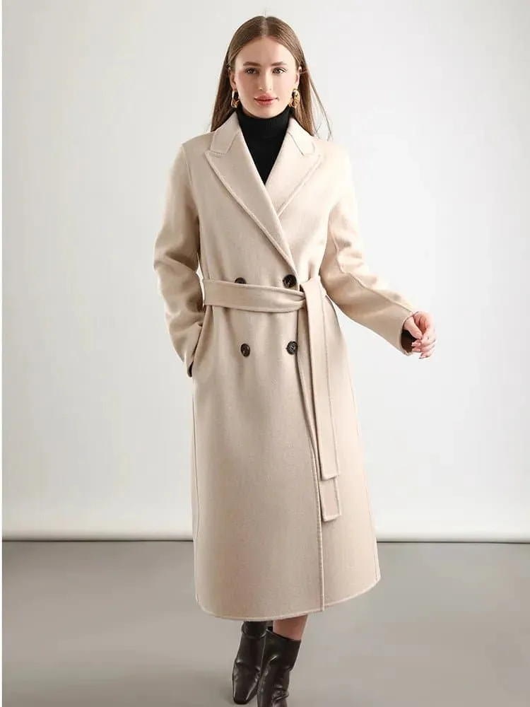 Women's 100% Wool Belted Overcoat - Fashionable and Warm, S/M/L Sizes - 5 Colors - Winter Outerwear