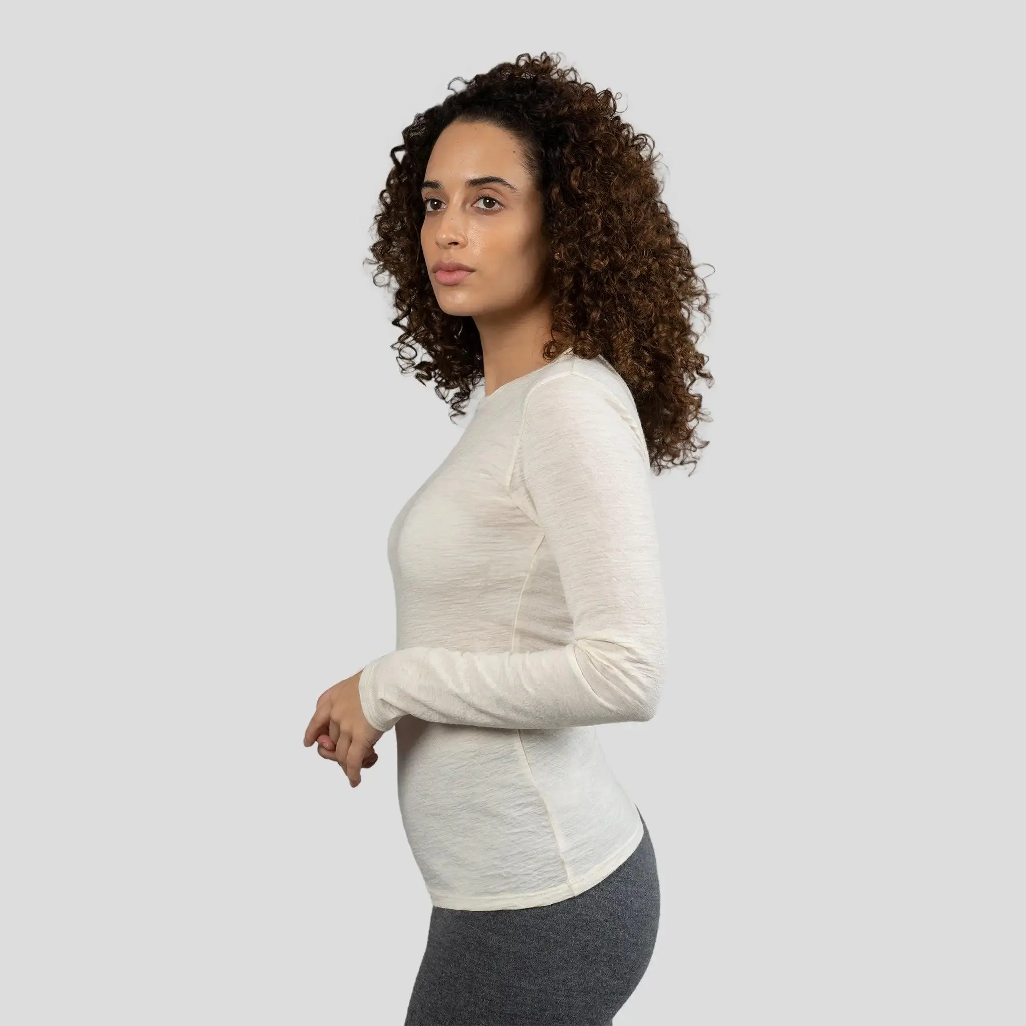 Women's Alpaca Wool Long Sleeve Shirt: 160 Ultralight