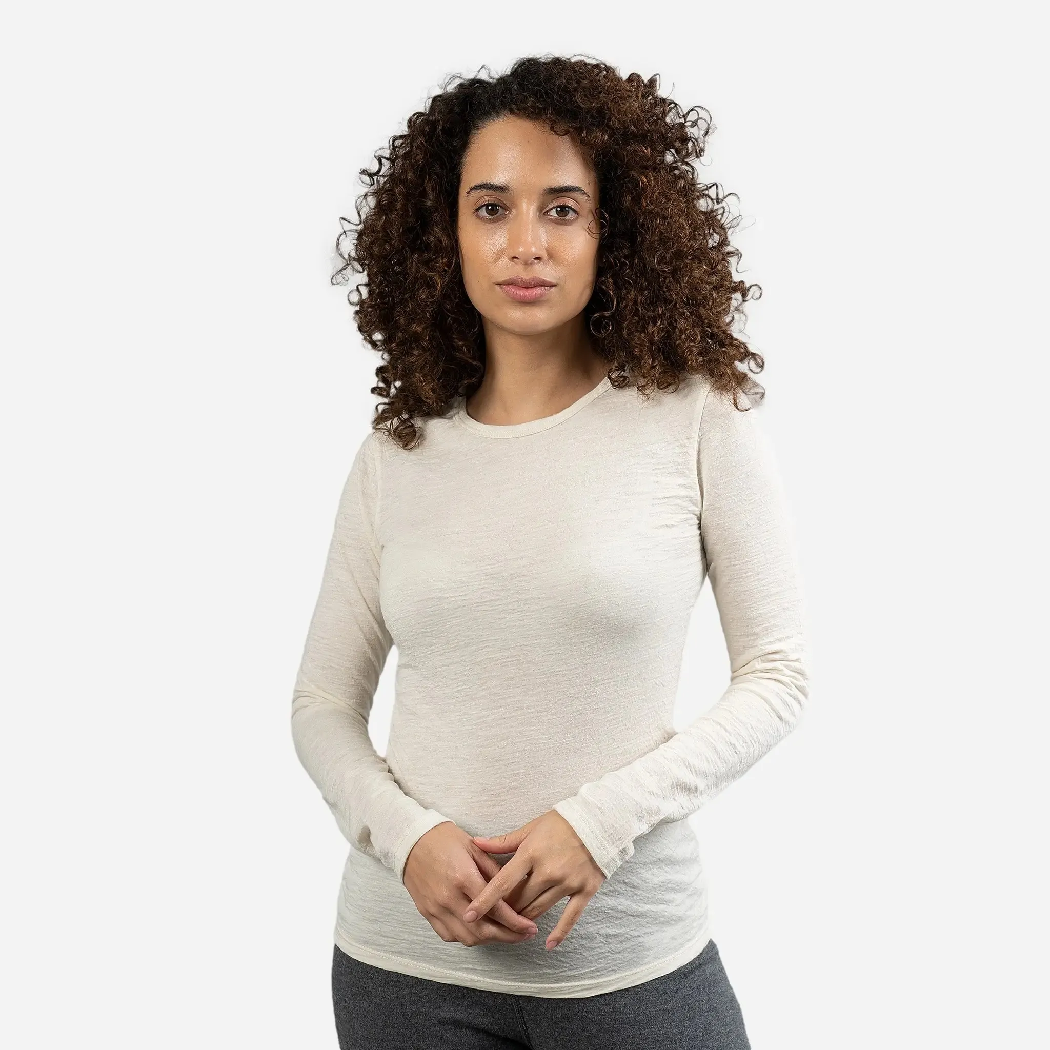 Women's Alpaca Wool Long Sleeve Shirt: 160 Ultralight