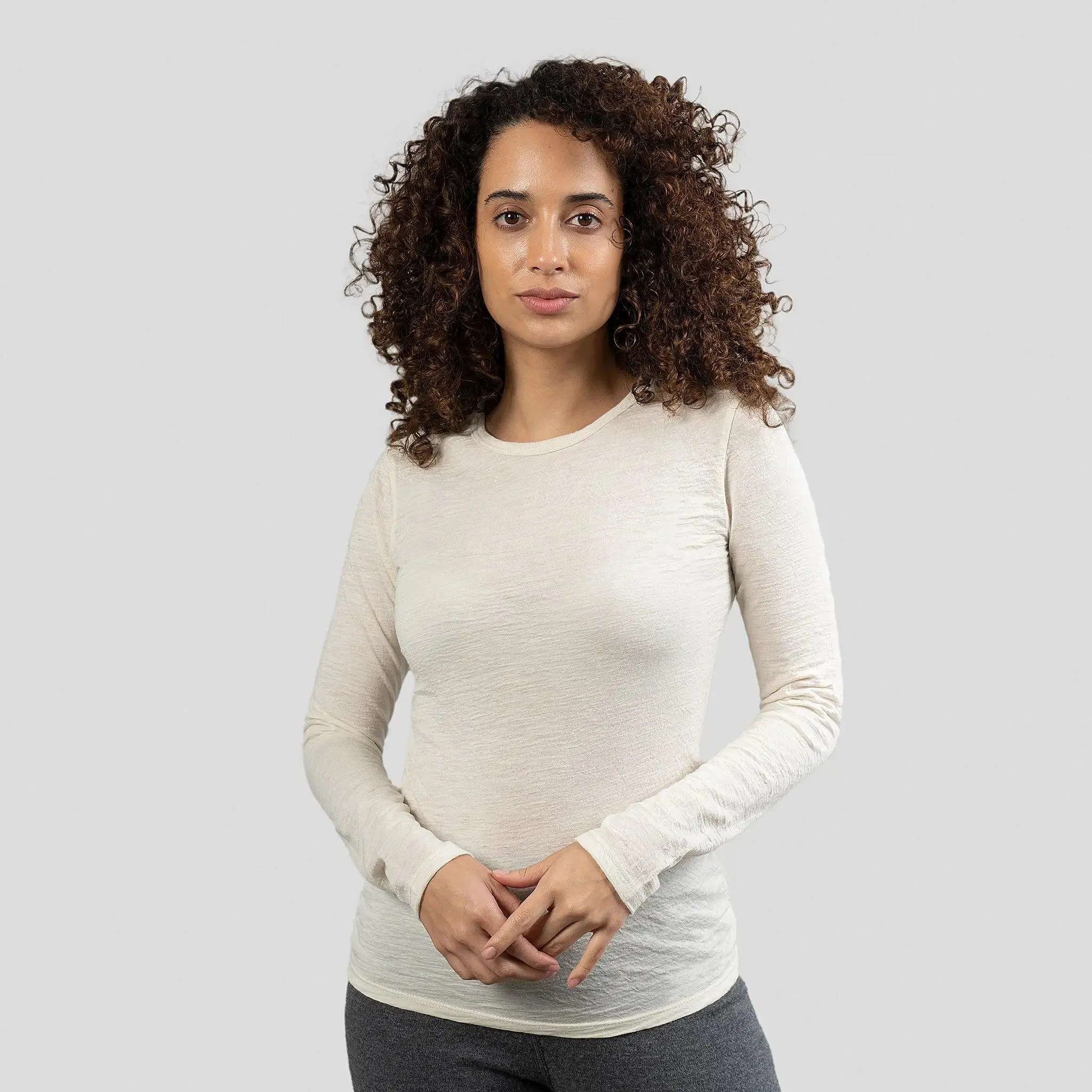 Women's Alpaca Wool Long Sleeve Shirt: 160 Ultralight