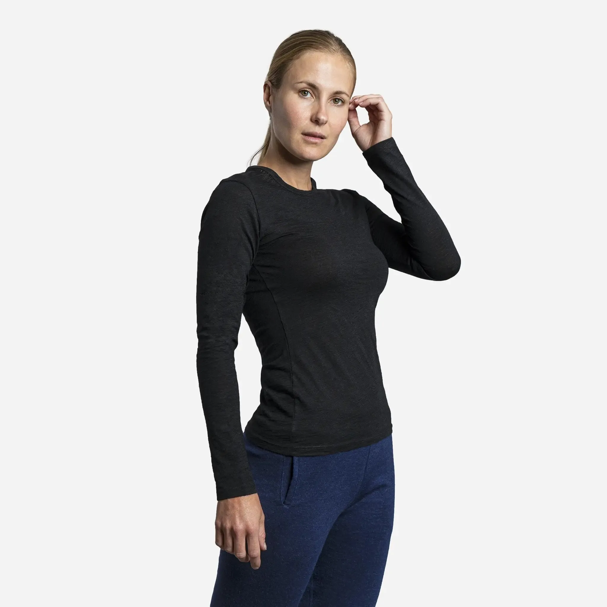 Women's Alpaca Wool Long Sleeve Shirt: 160 Ultralight