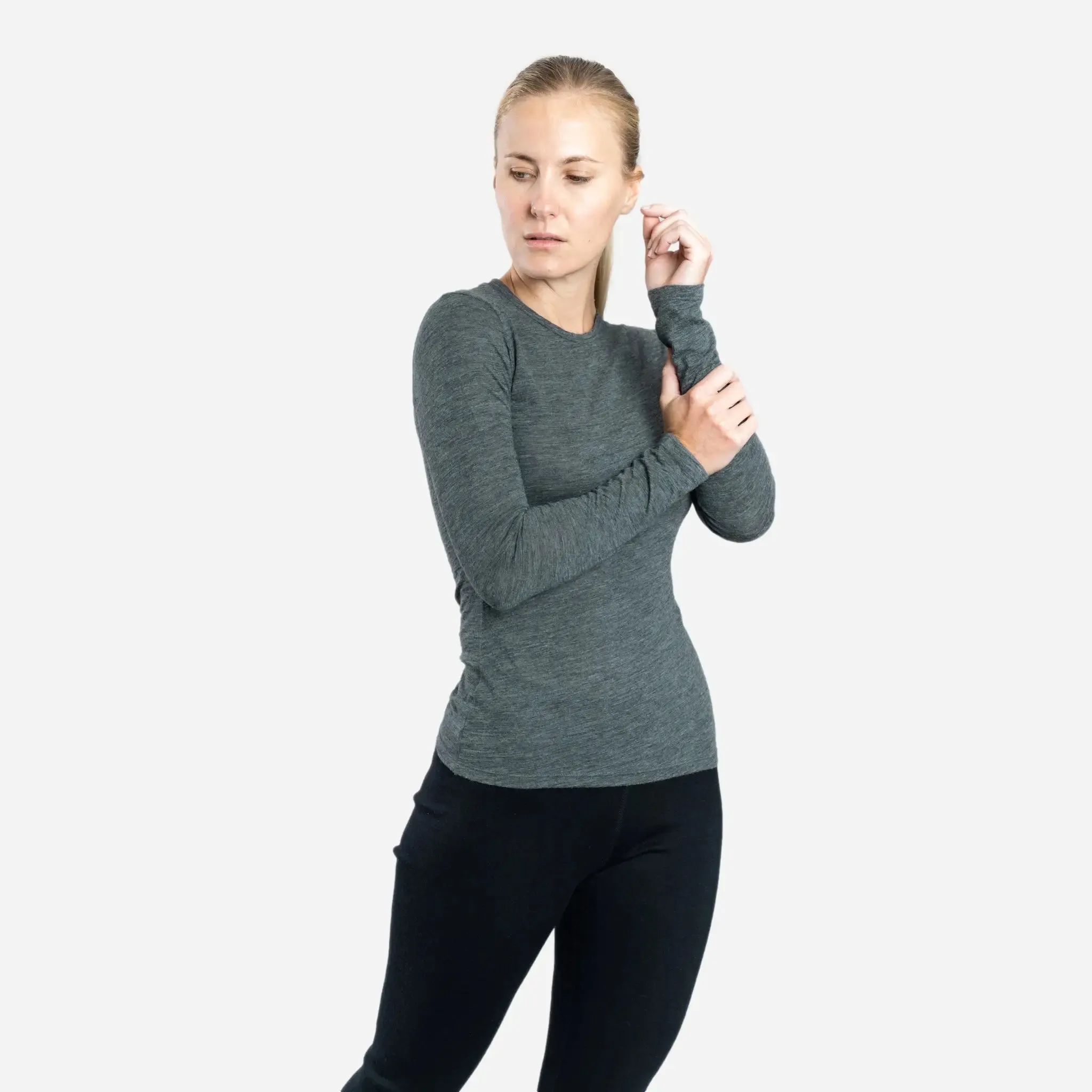 Women's Alpaca Wool Long Sleeve Shirt: 160 Ultralight