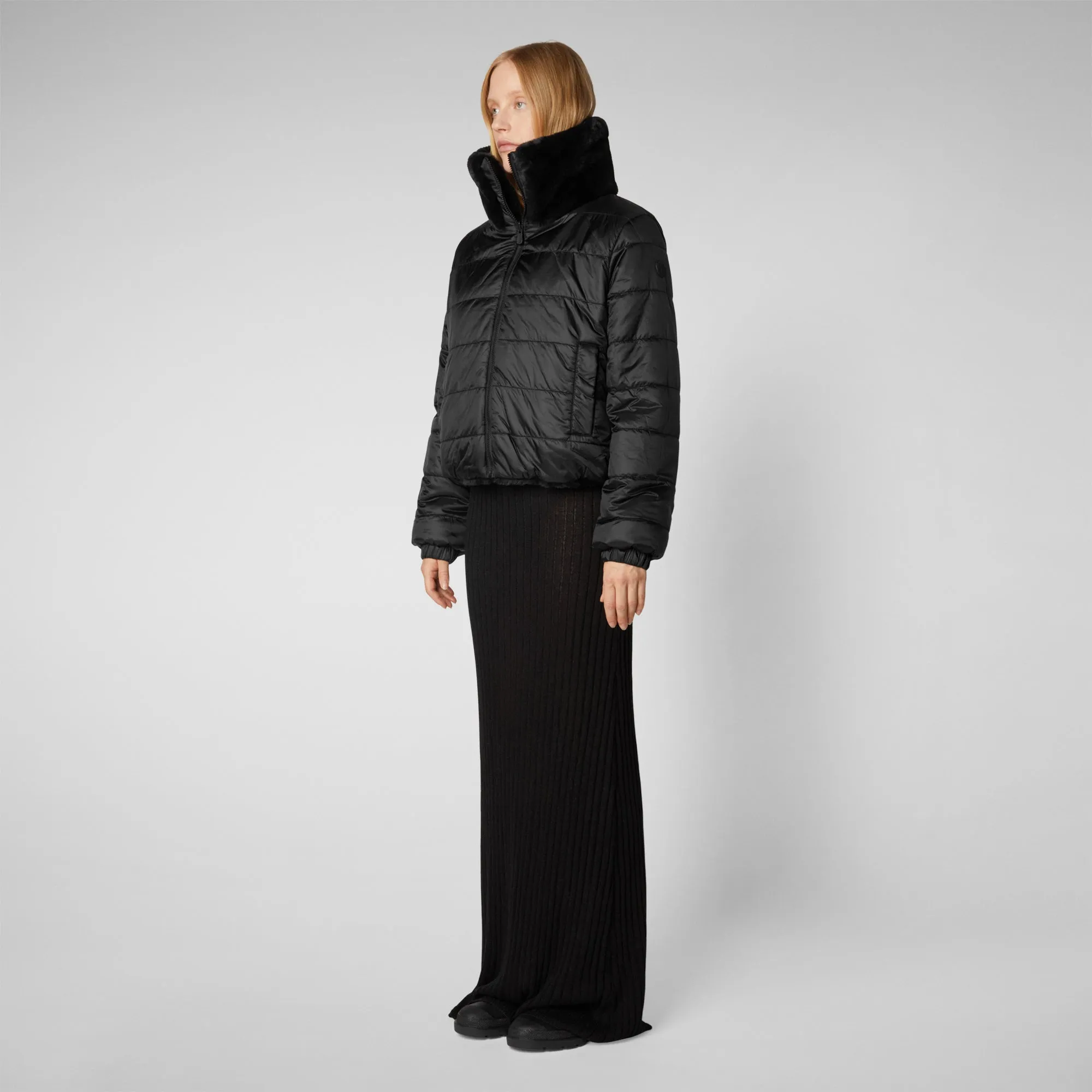 Women's Jeon Reversible Faux Fur Jacket in Black