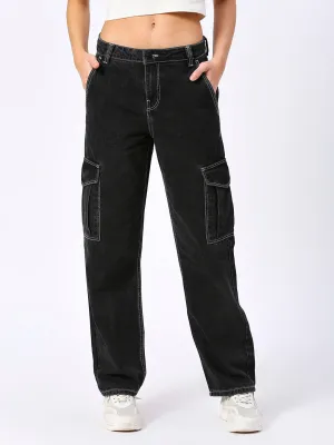 Women's Wide Leg Black Denim