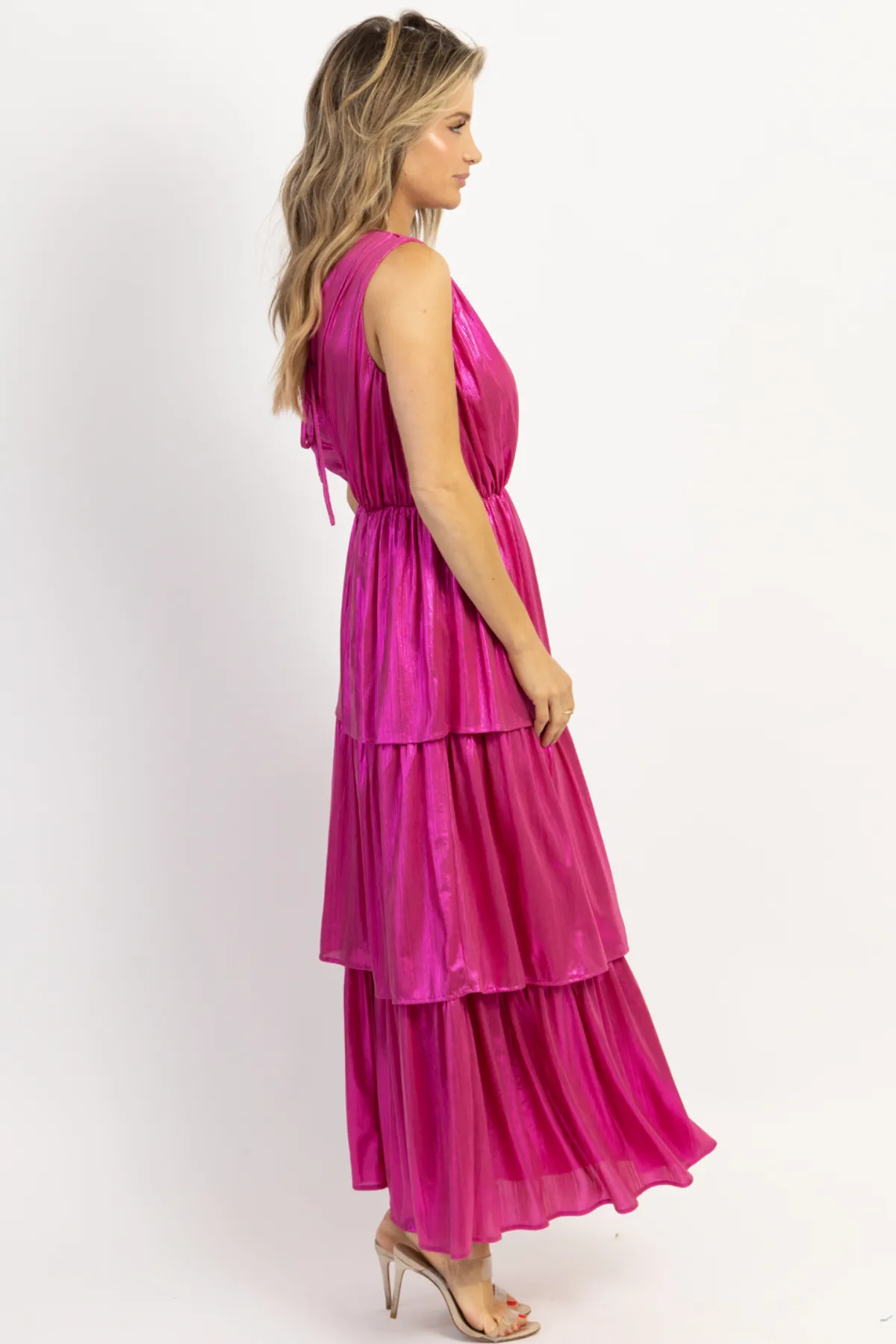 X'S   O'S SHIMMER TIERED MAXI DRESS